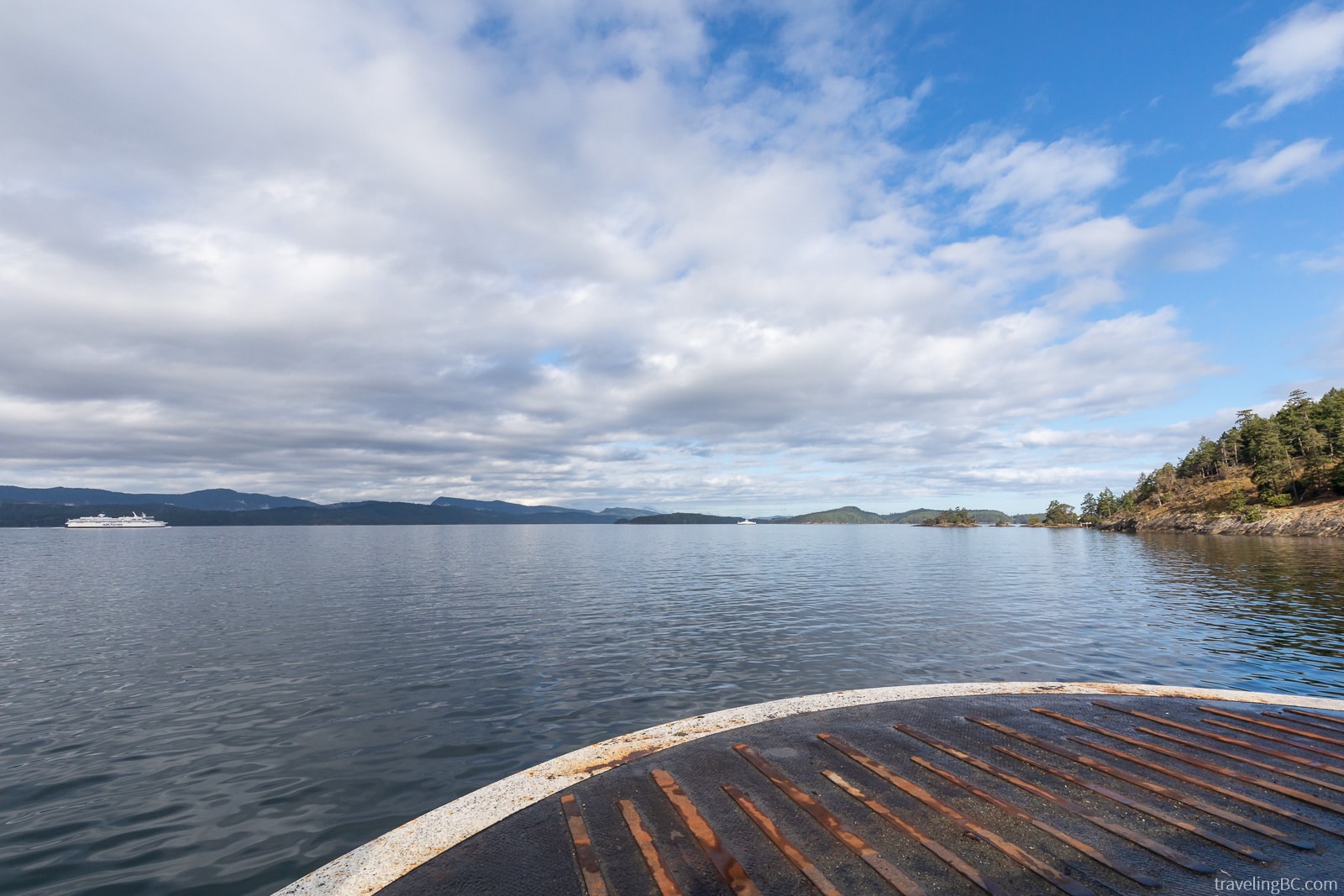 View of the Gulf Islands from the front of BC Ferries