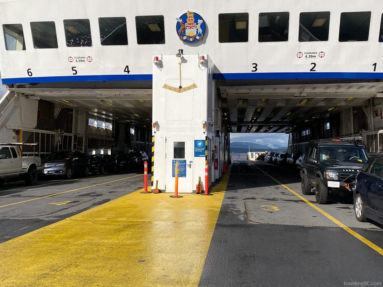 Vehicle deck on the ferry to Galiano Island