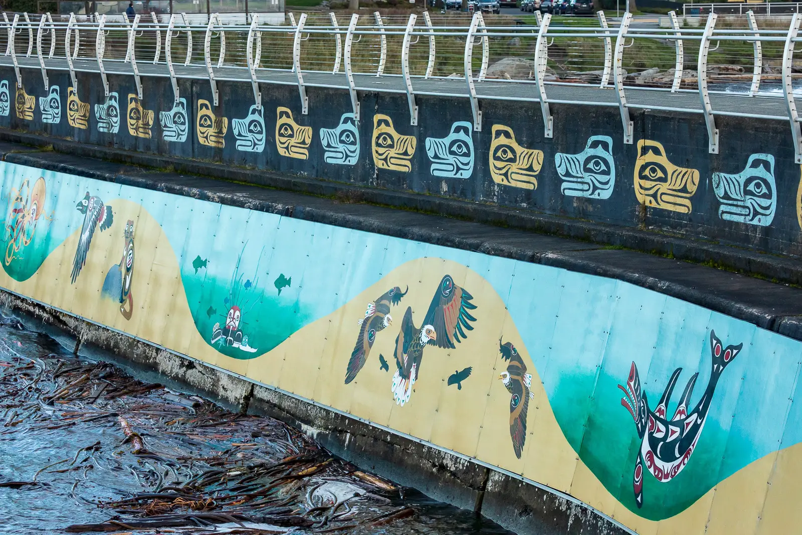 The Unity Wall Mural honoring the Esquimalt and Songhees Nations