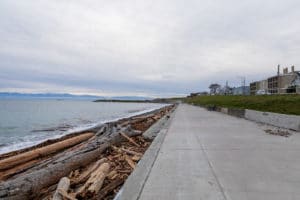The paved walkway at Ross Bay Beach in winter