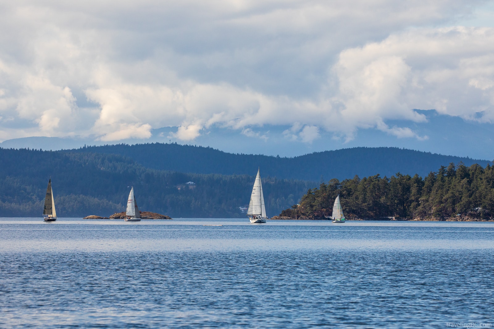 Sailing boats by Galiano Island