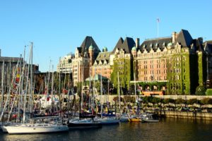 The Empress Hotel overlooking the Inner Harbour in Victoria, BC