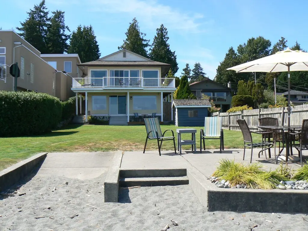 View from the beach of the Cordova Bay Oceanfront Suite