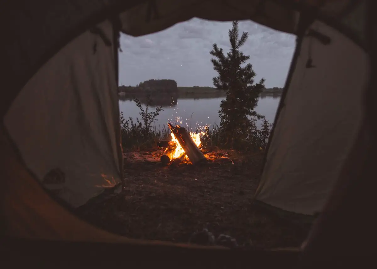 Campfire outside of a tent
