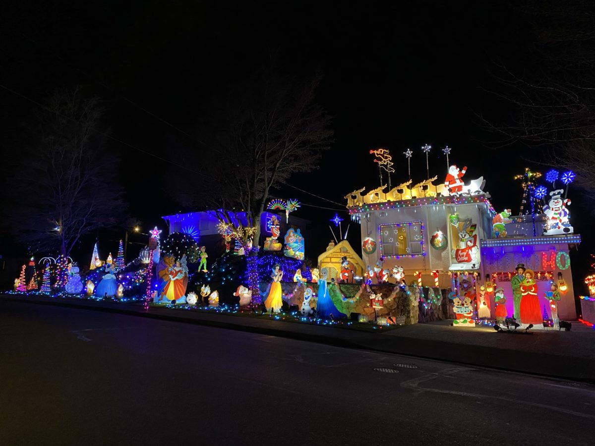 Well-decorated house with lots of Christmas Lights in Victoria