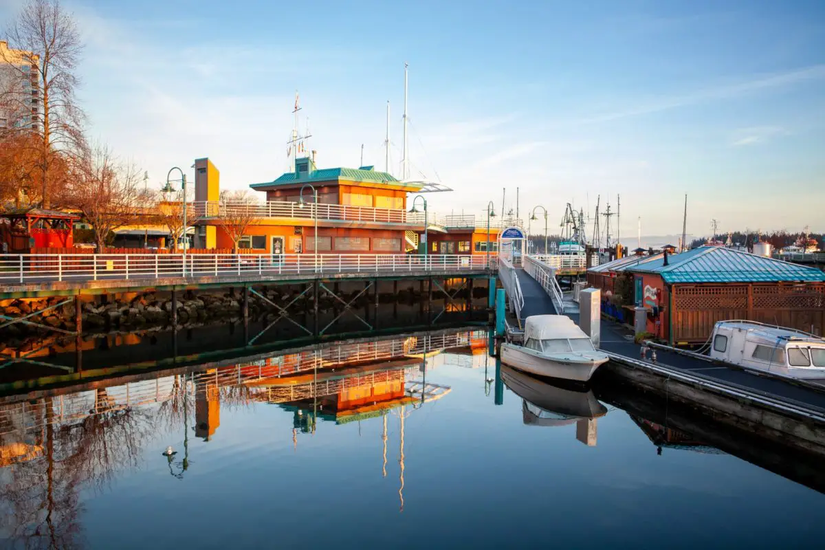 Boats docked at the Nanaimo Harbour Waterfront