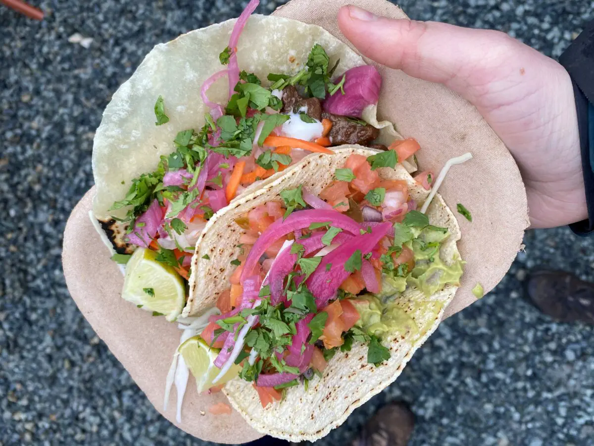 The colorful tacos from the original Tacofino food truck in Tofino