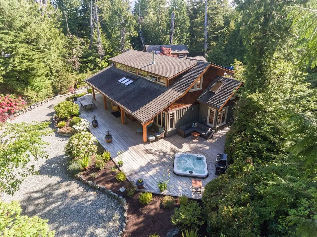 The aerial view of the Tofino Dream Cottage