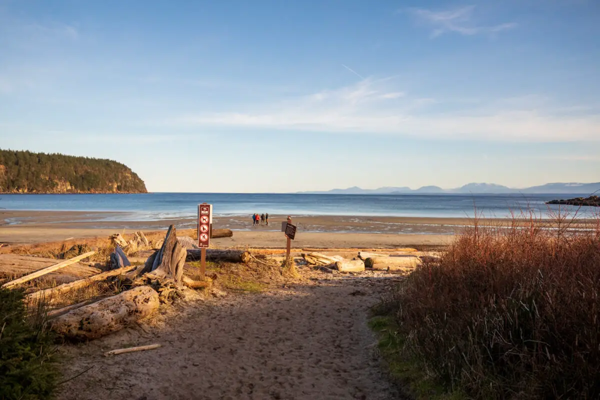 The entrance to Tribune Bay Beach Provincial Park, one of the best things to do on Hornby Island
