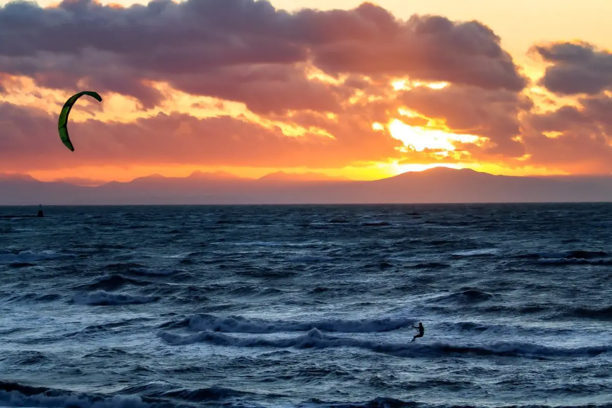 A parasurfer off the coast of Wreck Beach in Vancouver